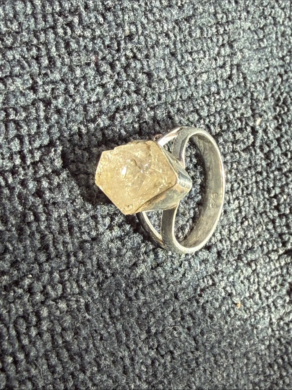 Herkimer Diamond Ring: Natural 925 Sterling Silver